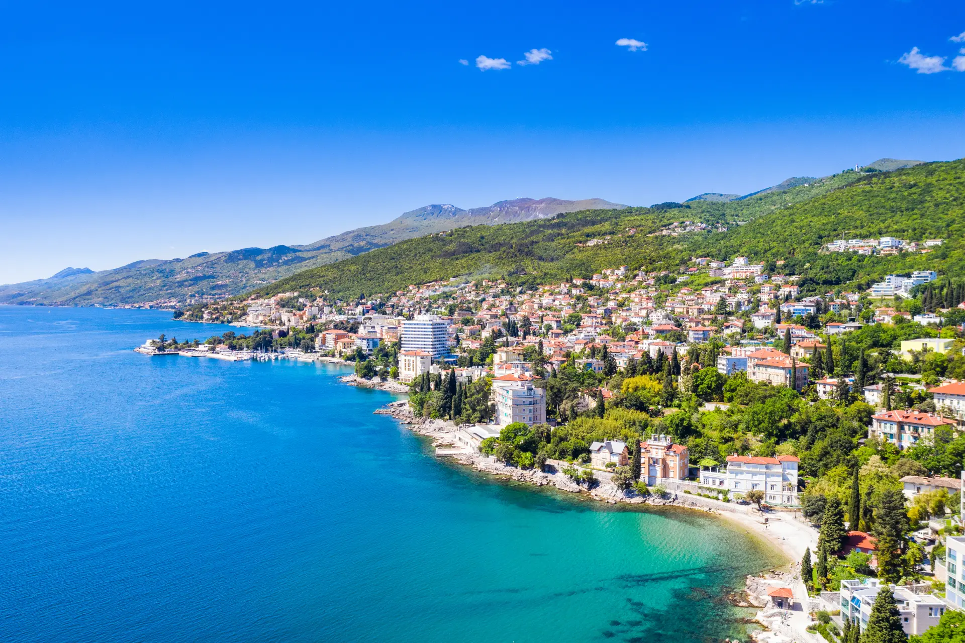 A stunning coastal view of Opatija, Croatia.